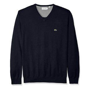 Lacoste - Men's Navy V-neck Sweater - Size XL